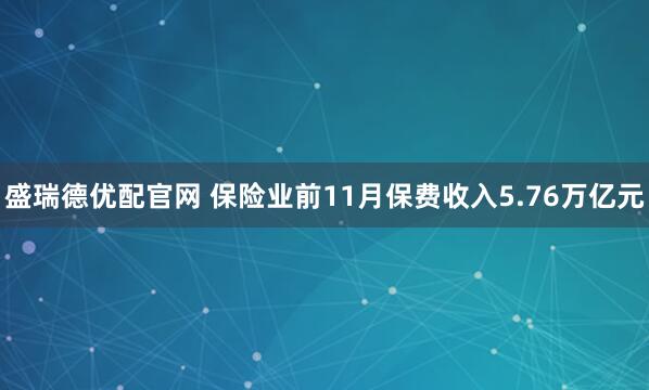 盛瑞德优配官网 保险业前11月保费收入5.76万亿元